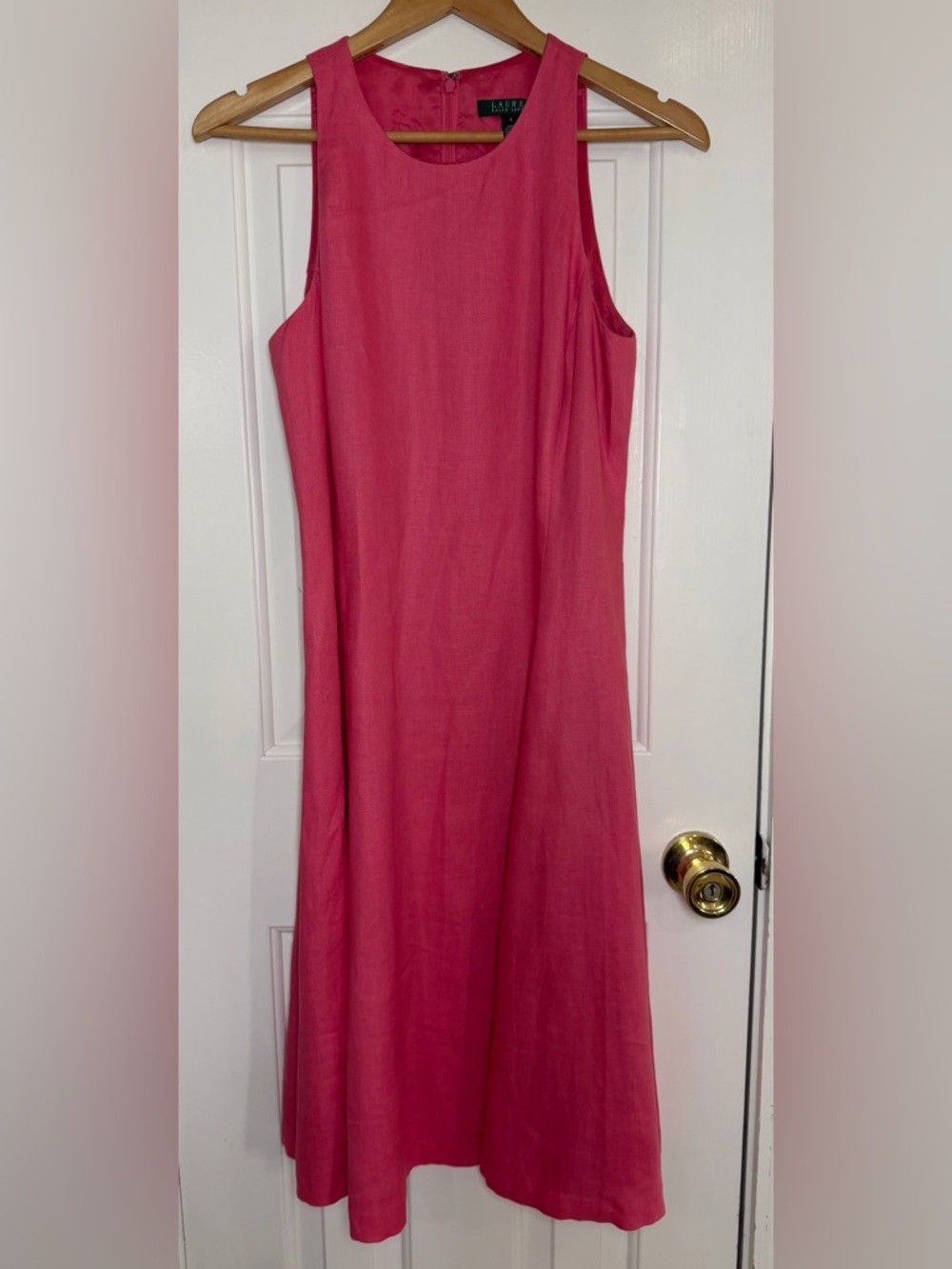 Lauren Ralph Lauren Pink/Coral Linen Sleeveless Midi Dress Women’s 4